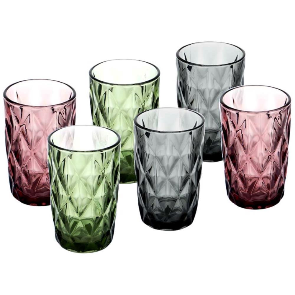 Набор стаканов 6 предметов - 390 мл,  корпус  из высококачественного цветного стекла, подарочная упа