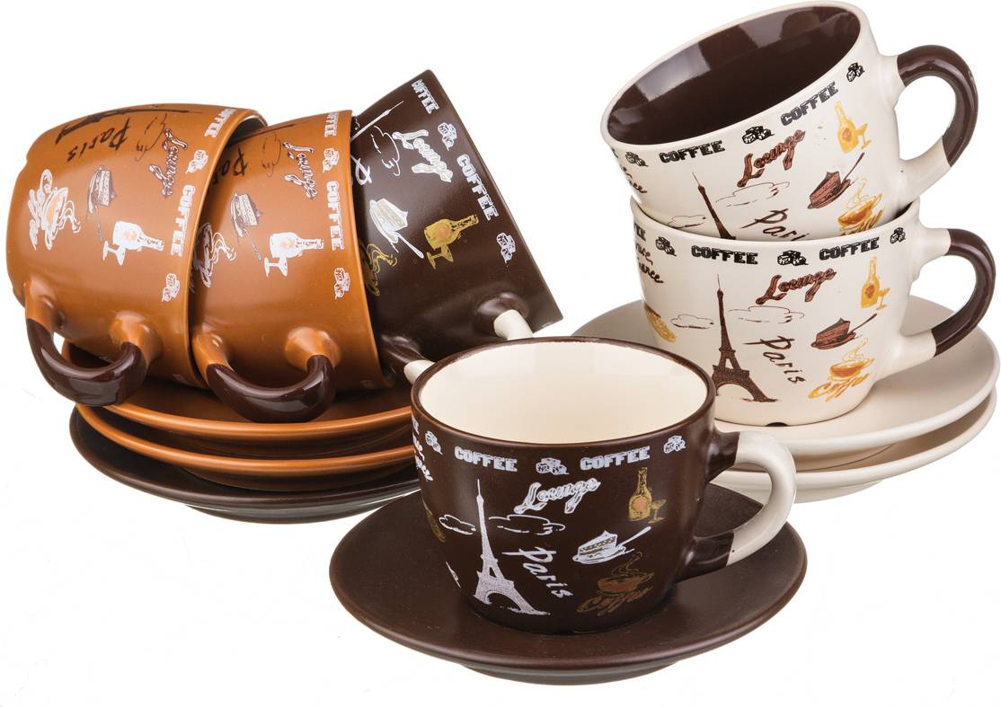 ЧАЙНЫЙ НАБОР НА 6 ПЕРСОН 12 ПР. 250 МЛ.ВЫСОТА=7 СМ.(КОР=6НАБОР.)