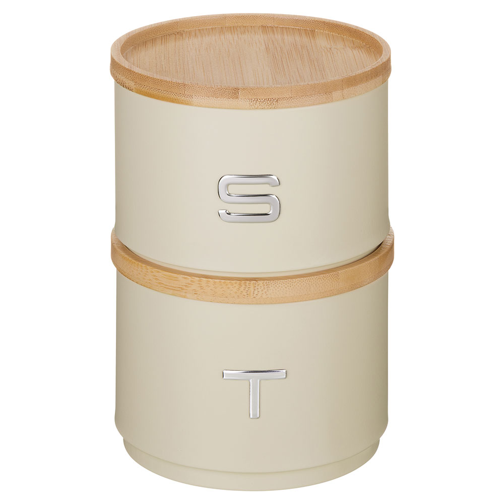 НАБОР БАНОК AGNESS ДЛЯ СЫПУЧИХ, 11Х16 СМ, ШТАБЕЛИРУЕМЫЕ, ЦВЕТ: IVORY