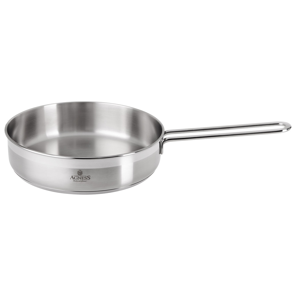СКОВОРОДА AGNESS PROFESSIONAL 26*6 СМ, 3,1 Л ВЫСОКОКАЧЕСТВЕННАЯ НЕРЖ СТАЛЬ 18/10 ИНДУКЦИОННОЕ ДНО