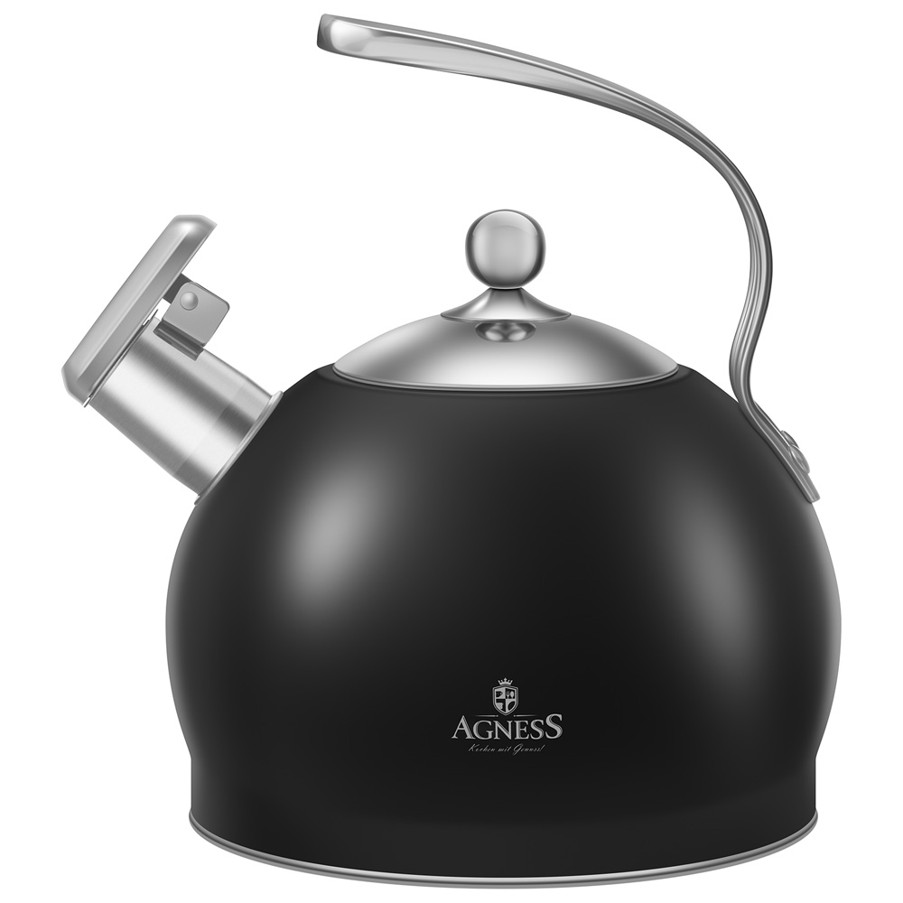 ЧАЙНИК AGNESS СО СВИСТКОМ 3,2Л, ТЕРМОАККУМУЛИРУЮЩЕЕ ДНО, 304 СТАЛЬ, ИНДУКЦИЯ