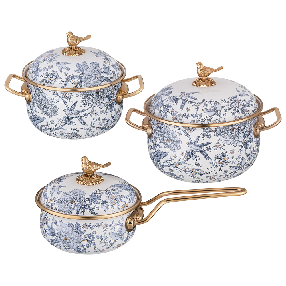 НАБОР ПОСУДЫ LEFARD СЕРИЯ ROYAL GARDEN 6ПР: КАСТРЮЛИ 2,1Л+2,8Л (16+18СМ) И КОВШ 0,9Л (14 СМ)