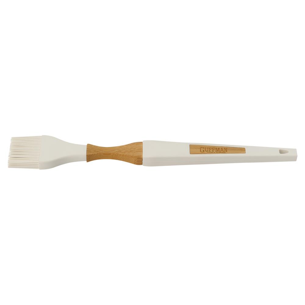 M04-059-W Кисть силиконовая c ручкой из бамбука, белая.
