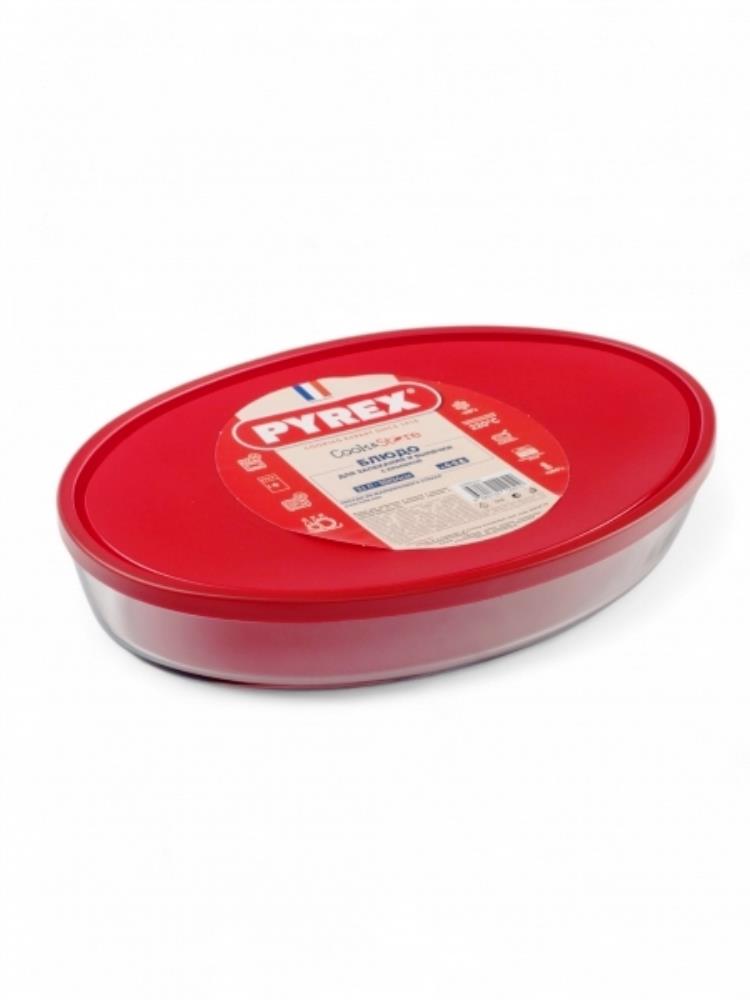 COOK&STORE XL Форма для запекания и выпечки с крышкой 3л 35х24х6см овальная с красной крышкой
