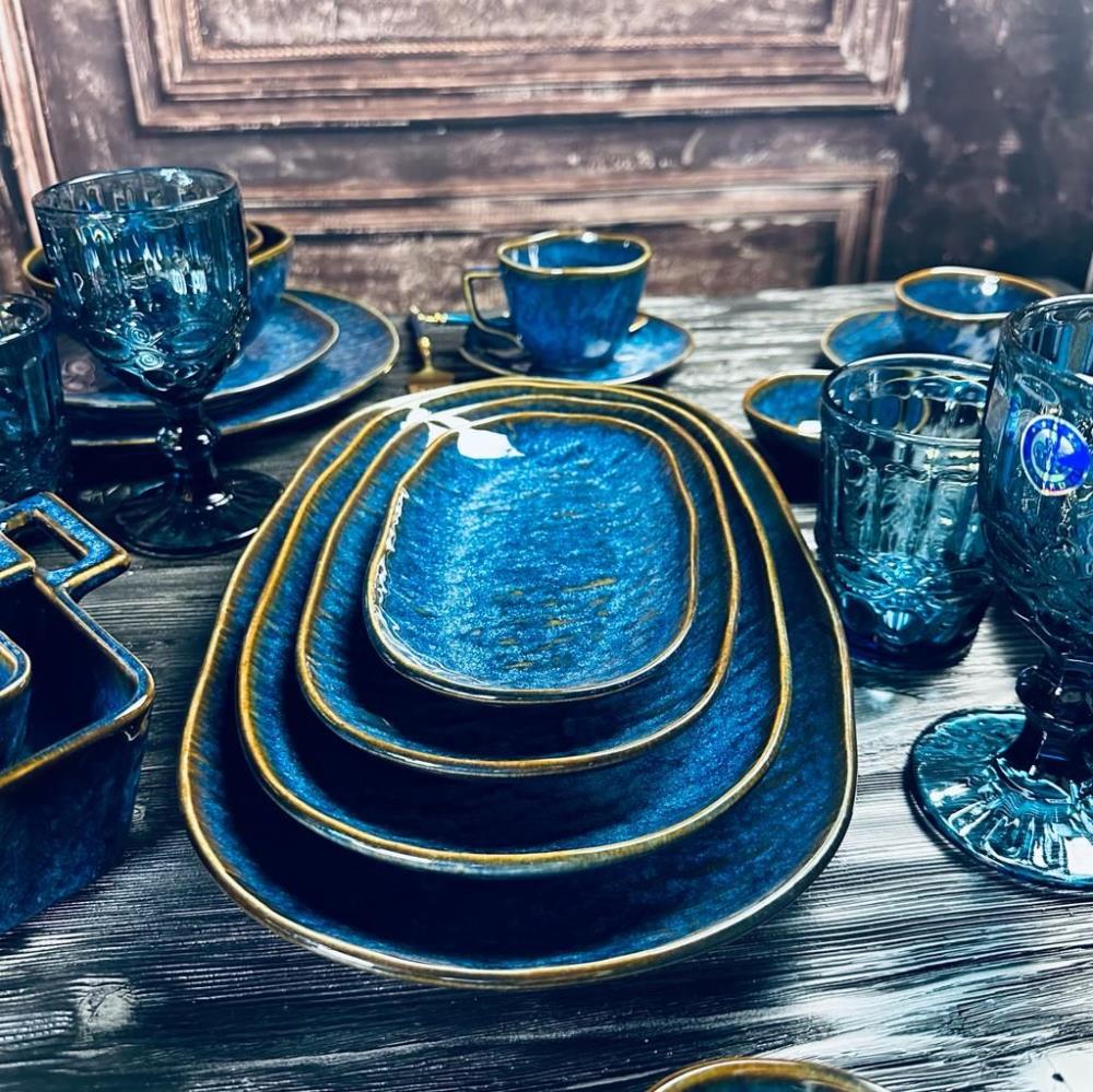 133-301 Овальное блюдо 20,5х12х2,5см AQUAMARINE в под.уп.(х72)Фарфор