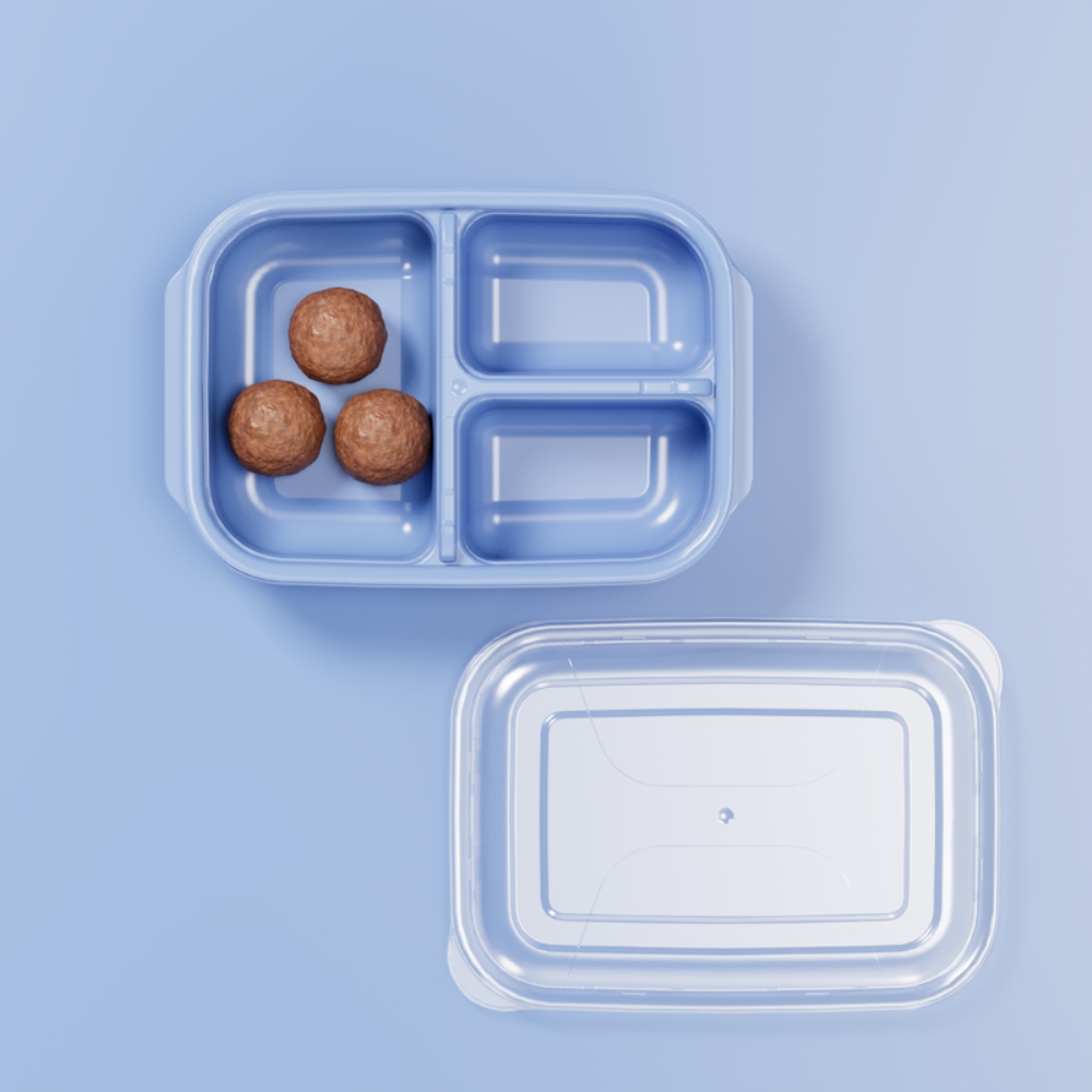 Прямоугольный контейнер 2*425 мл+850 мл серый 186*273*6 (24 шт)