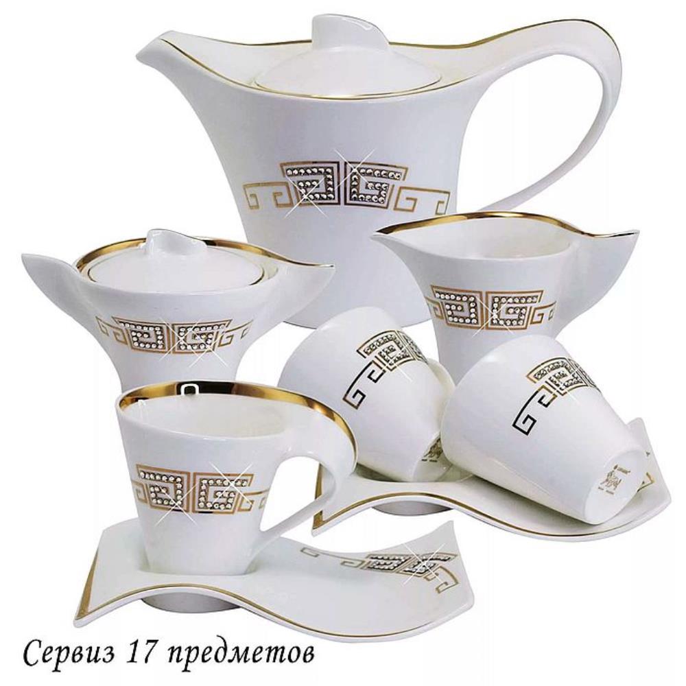 108-082 Чайный сервиз 17пр. в под.уп. GIVENCHI GOLD (х2) Фарфор