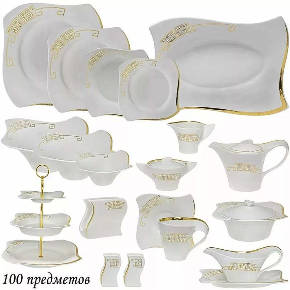 108-122 Чайно-столовый сервиз 100пр.  GIVENCHI GOLD  в под.уп.(х1/2)Фарфор