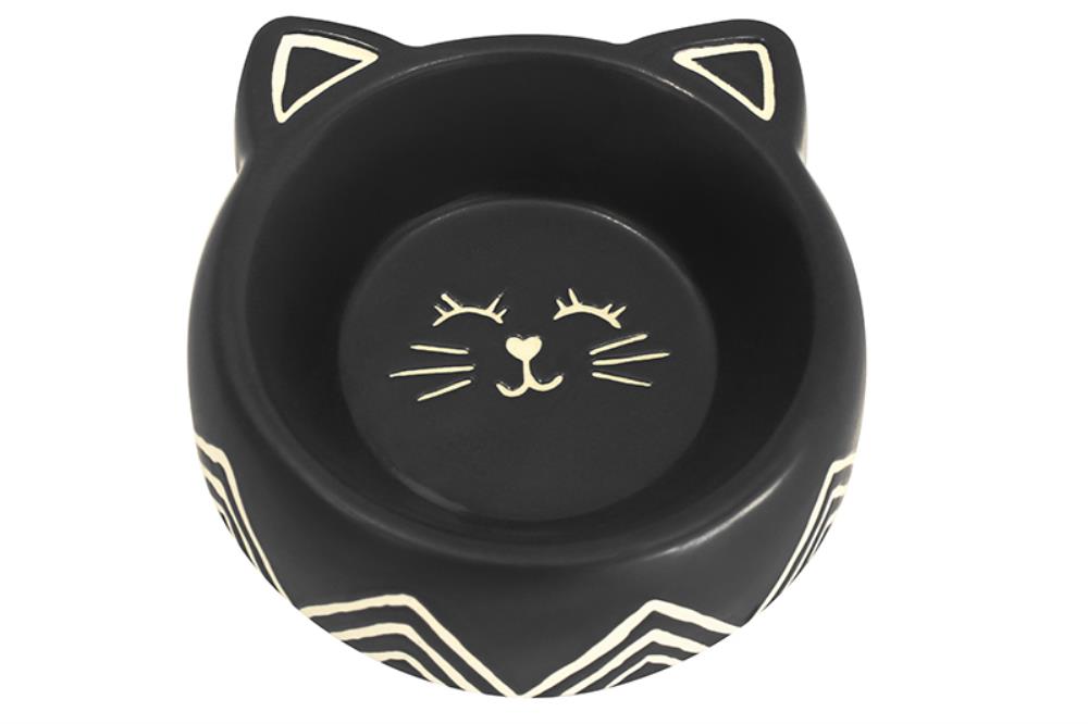 Миска для домашних питомцев 150 мл 14*13,5*4,5 см, темно-серая, керамика