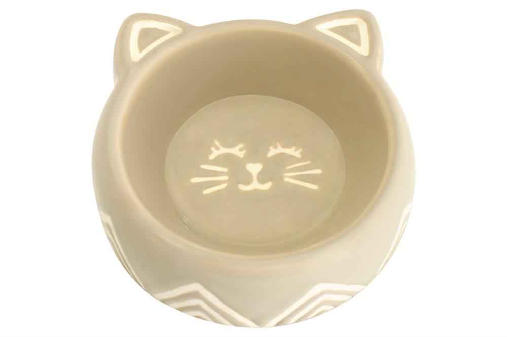 Миска для домашних питомцев 150 мл 14*13,5*4,5 см, бежевая, керамика