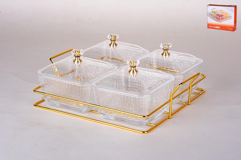 Менажница 4-х секционная на металлической подставке 24х20х9см кратно 1