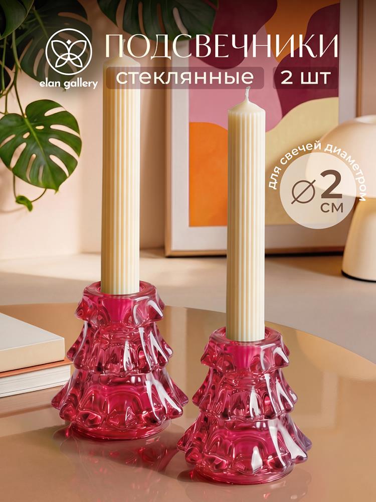 Набор подсвечников 2 пр. 7*7*7,6 см красный, стекло