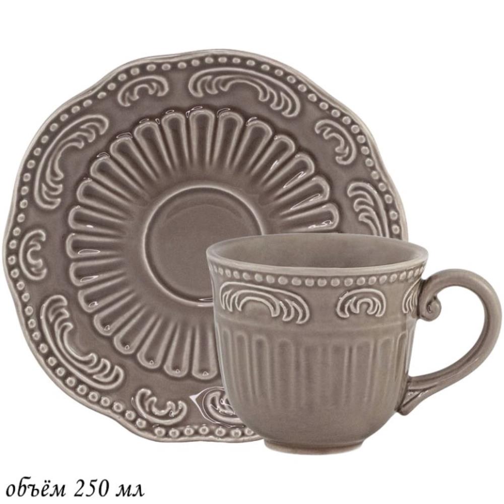 110460 Чашка с блюдцем 250 мл БАВАРИЯ серый в под.уп.(х36)Керамика