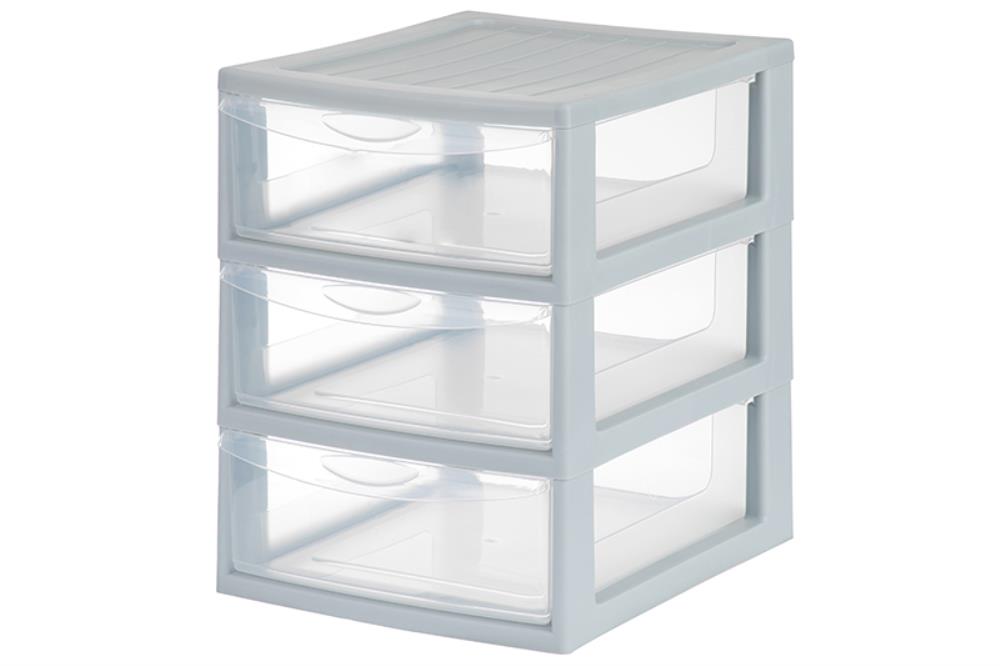 Органайзер 3-х секционный 25*19,5*26 см, серый/прозрачный (модель 596)