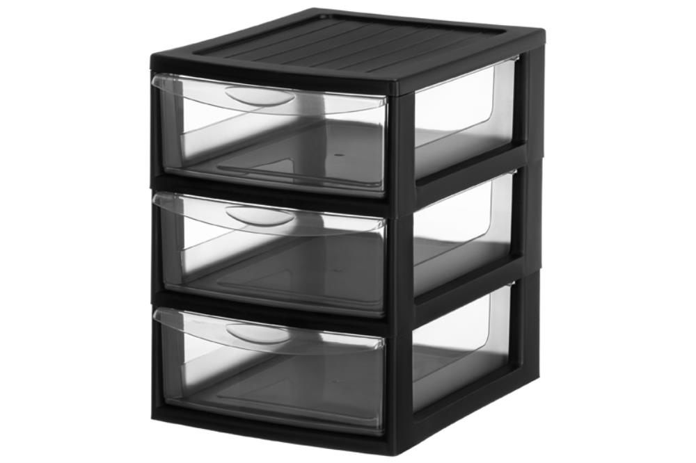 Органайзер 3-х секционный 25*19,5*26 см, черный/прозрачный (модель 596)
