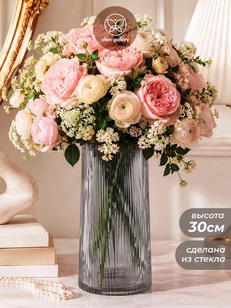 Ваза 15*15*30 см 3,7 л серый, стекло Ваза 15*15*30 см 3,7 л серый, стекло