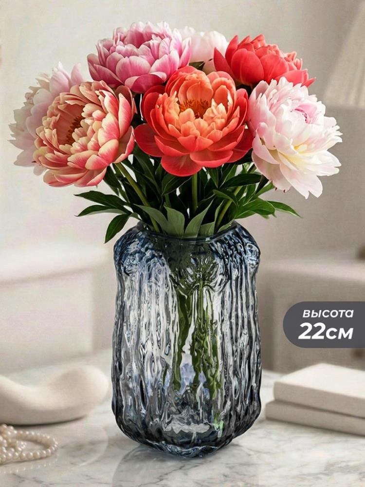 Ваза 13*13*22 см 2,4 л серый, стекло