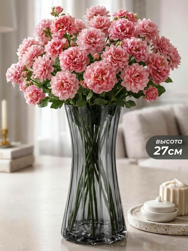 Ваза 15*15*27,5 см 1,9 л серый, стекло