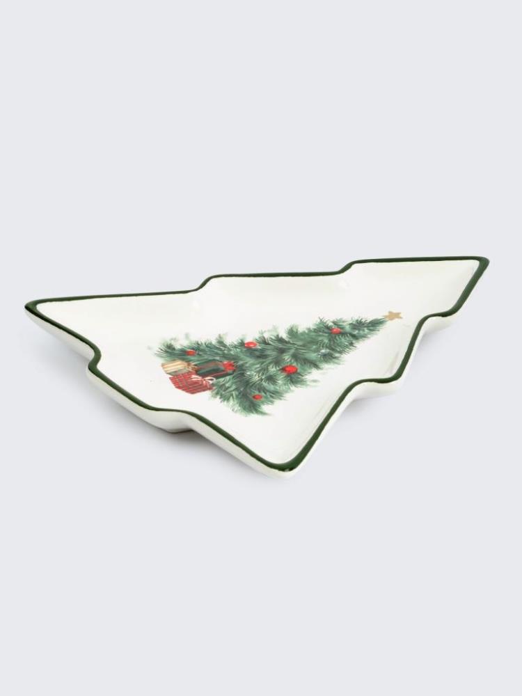 Блюдо, 23х20 см, керамика, зеленое, Елка с подарками, Festival