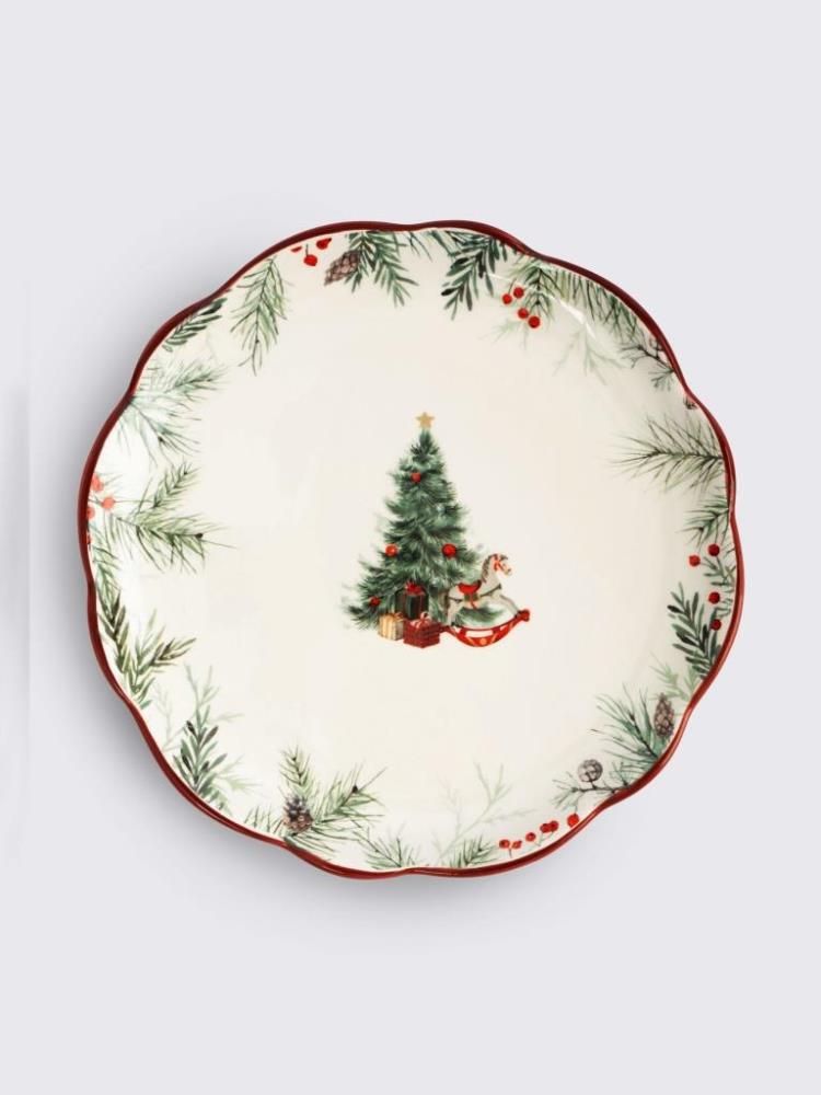 Тарелка закусочная, 20 см, керамика, белая, Лошадка у елки, Festival