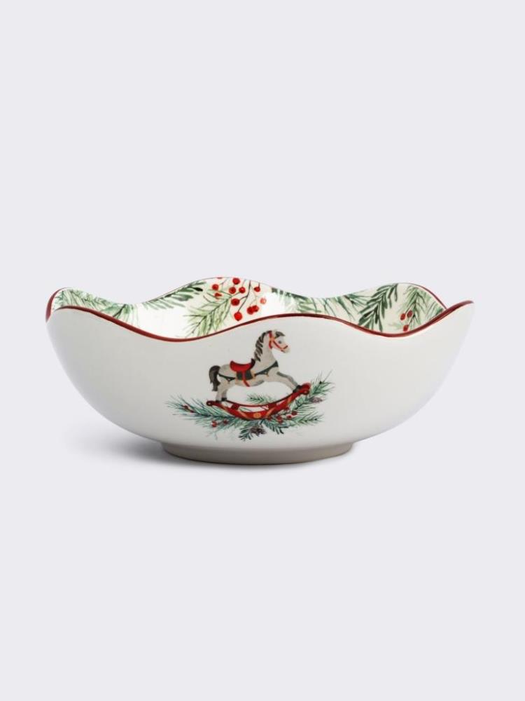 Салатник, 21х7 см, 1,1 л, керамика, красный, Лошадка, Festival