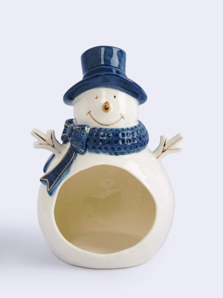 Конфетница, 22х15 см, фарфор P, бело-голубая, Снеговик, Snowfall
