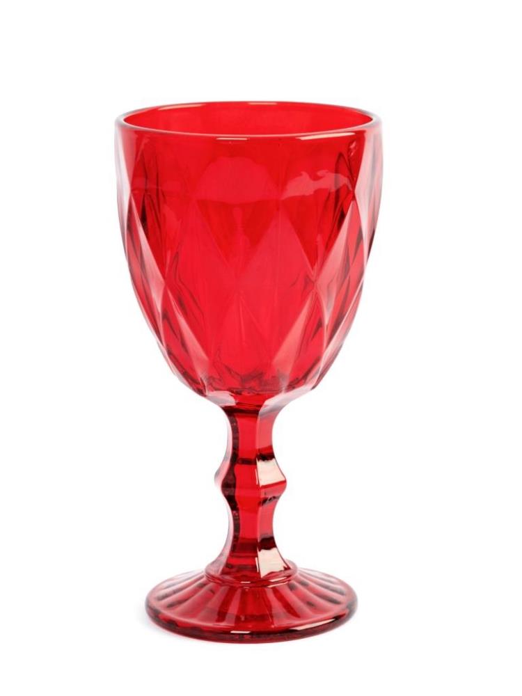 Бокал-кубок для вина, 300 мл, стекло, красный, Diamond color