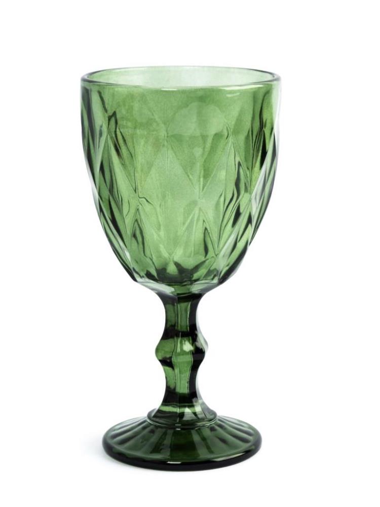 Бокал-кубок для вина, 300 мл, стекло, зеленый, Diamond color