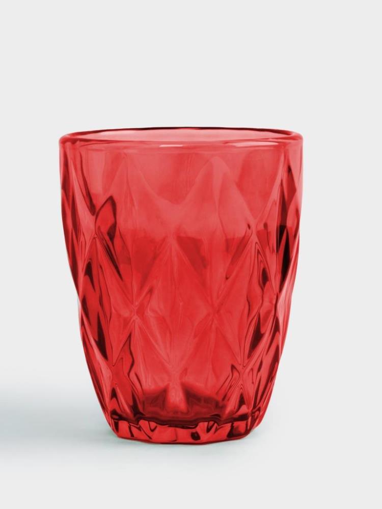 Стакан, 10 см, 270 мл, стекло, красный, Diamond color