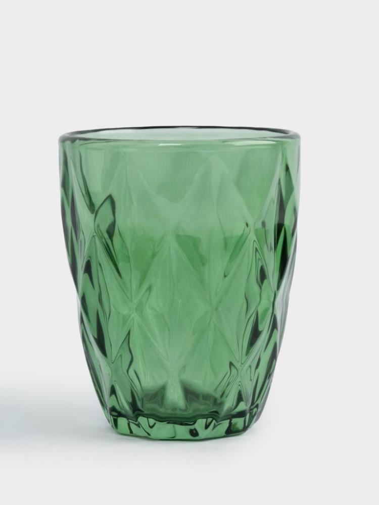 Стакан, 10 см, 270 мл, стекло, зеленый, Diamond color