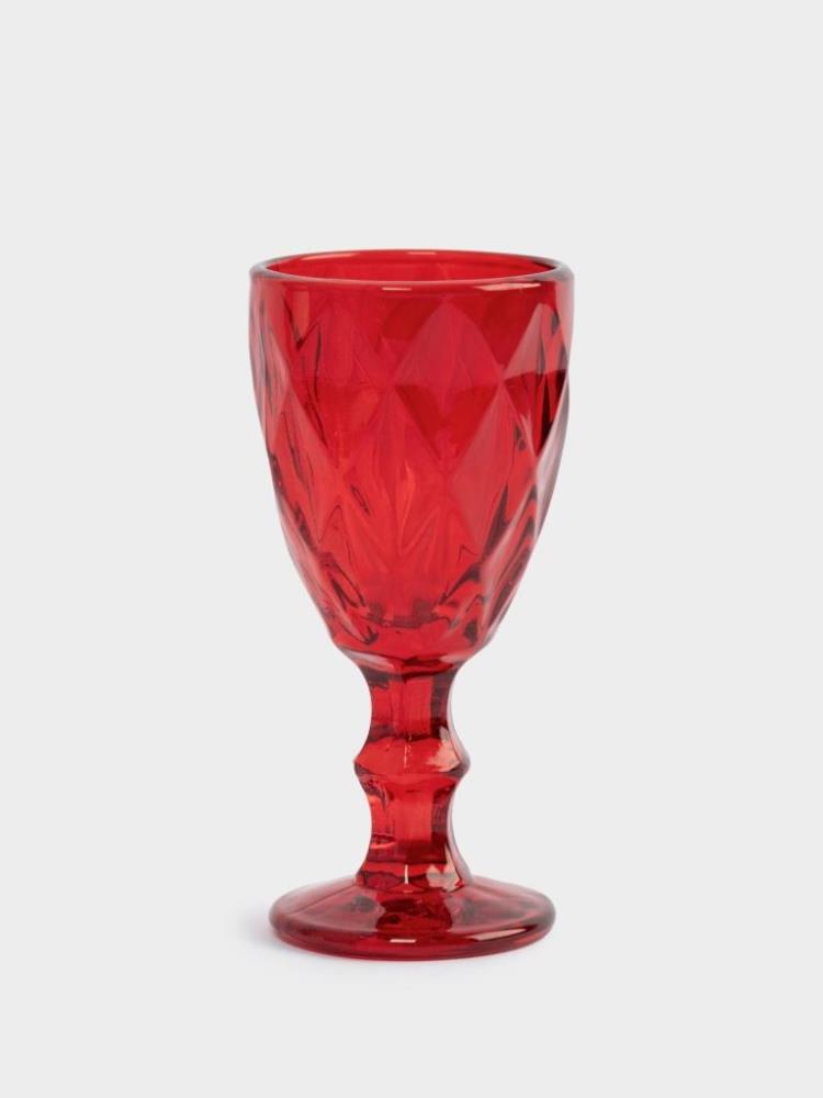 Рюмка, 50 мл, стекло, красная, Diamond color