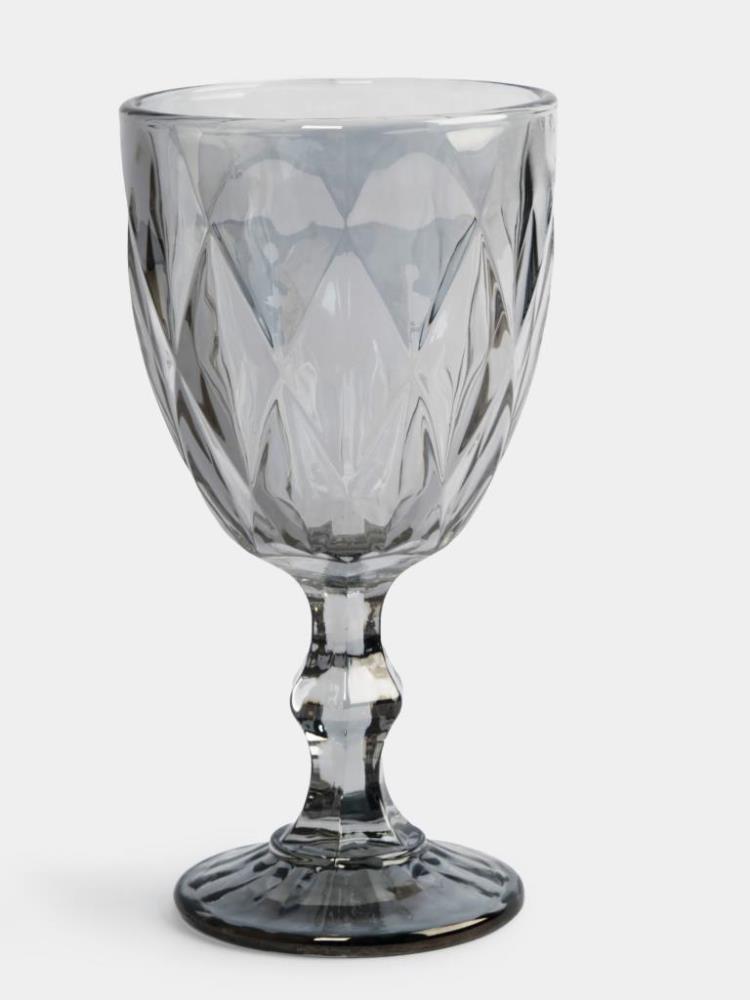 Бокал-кубок для вина, 300 мл, стекло, серый, Diamond color