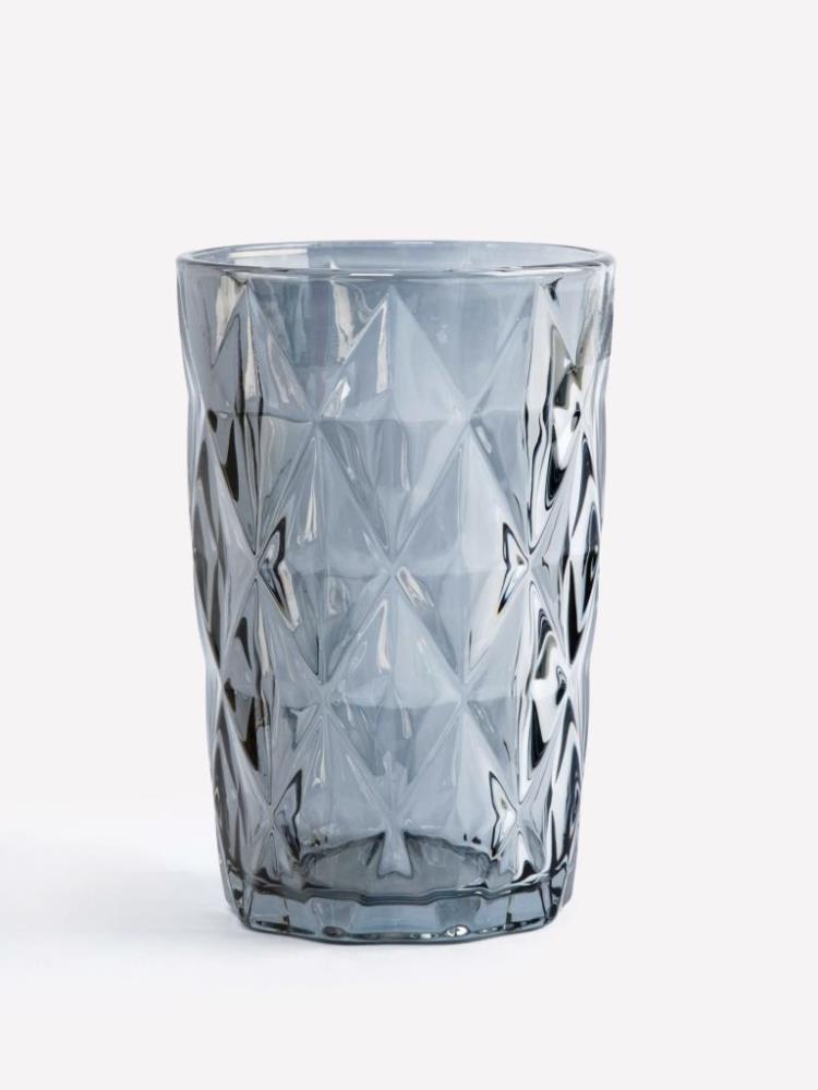 Стакан, 12 см, 340 мл, стекло, серый, Diamond color