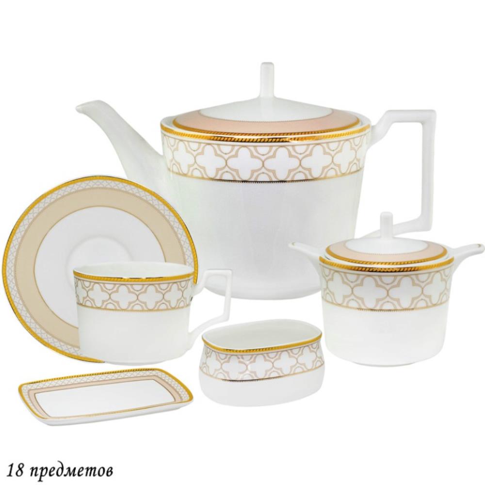 145-334 Чайный сервиз 18пр.  ЖОЗЕФИНА в под.уп.(х2) Костяной фарфор