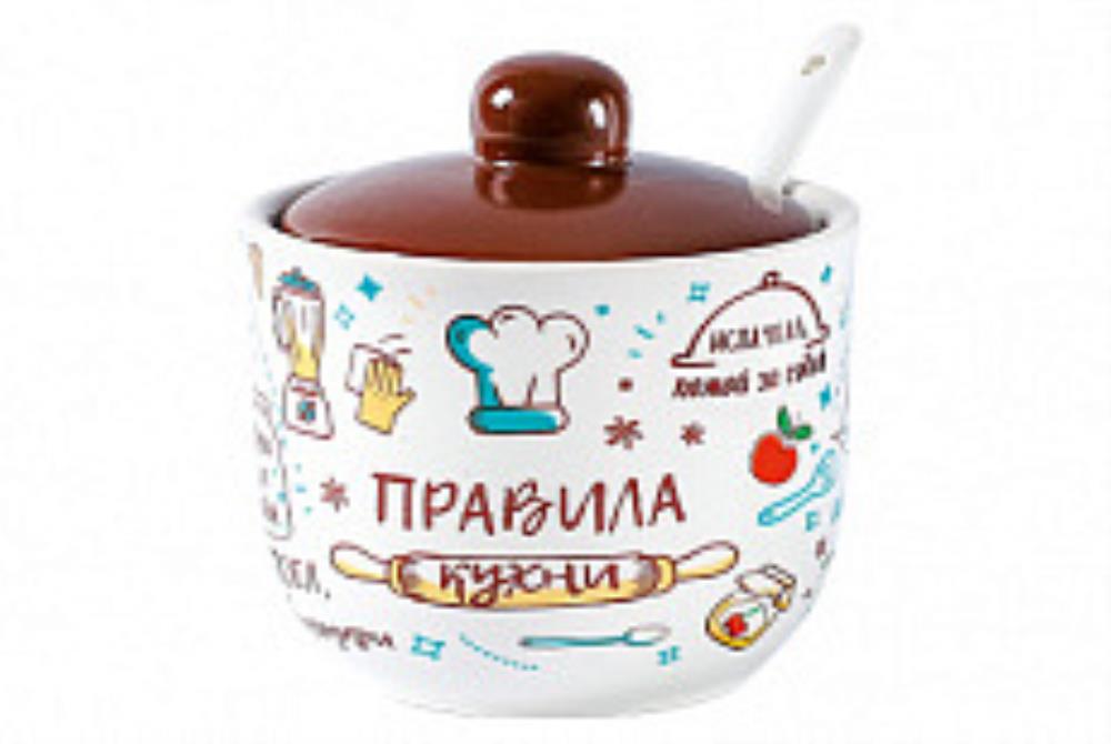 Сахарница керам 300мл с ложкой Правила кухни ТМ Appetite Сахарница керам 300мл с ложкой Правила кухни ТМ Appetite