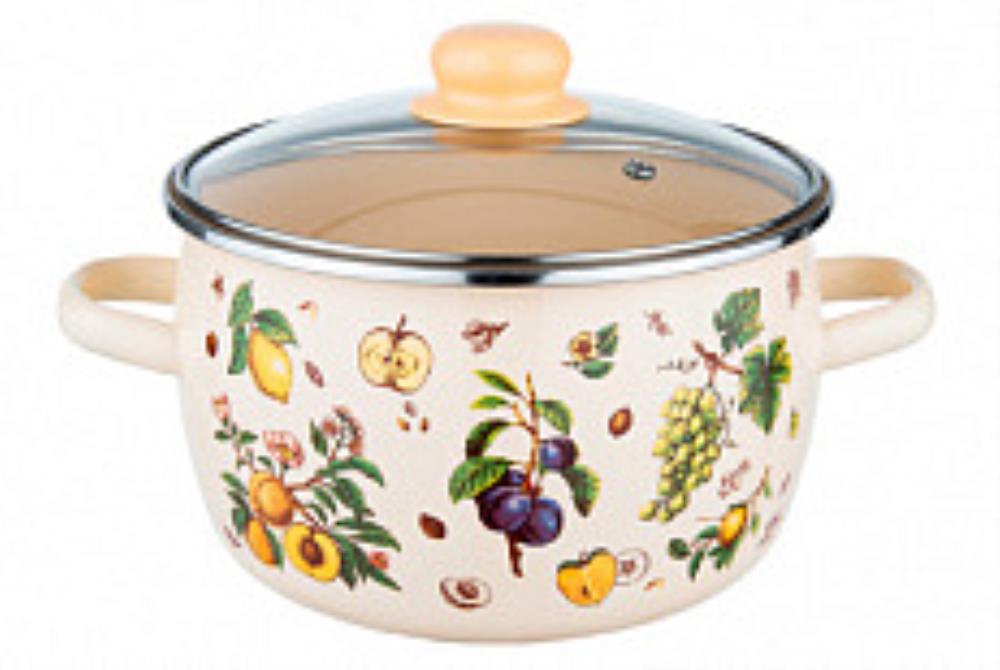 Кастрюля эмал сфер Фруктовый сад 4,0л стекл/кр ТМ Appetite Кастрюля эмал сфер Фруктовый сад 4,0л стекл/кр ТМ Appetite