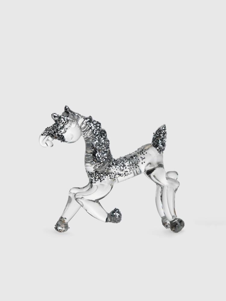 Статуэтка, 10х7 см, стекло, серебристая, Лошадка, Horse