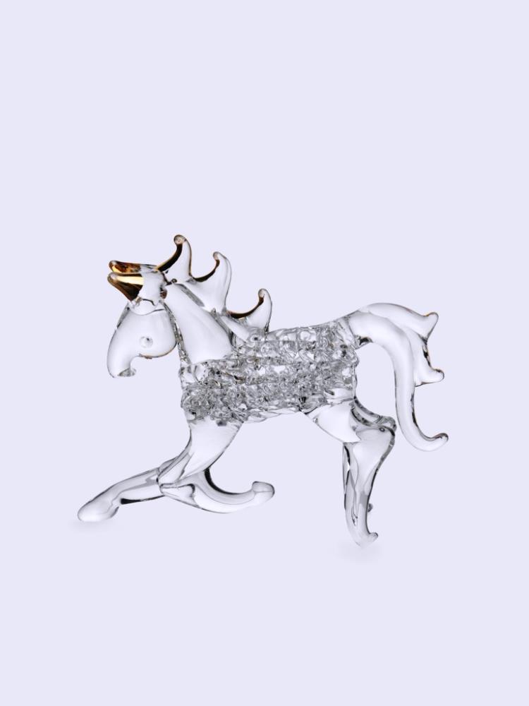 Статуэтка, 8х9 см, стекло, золотистая, Лошадка, Horse