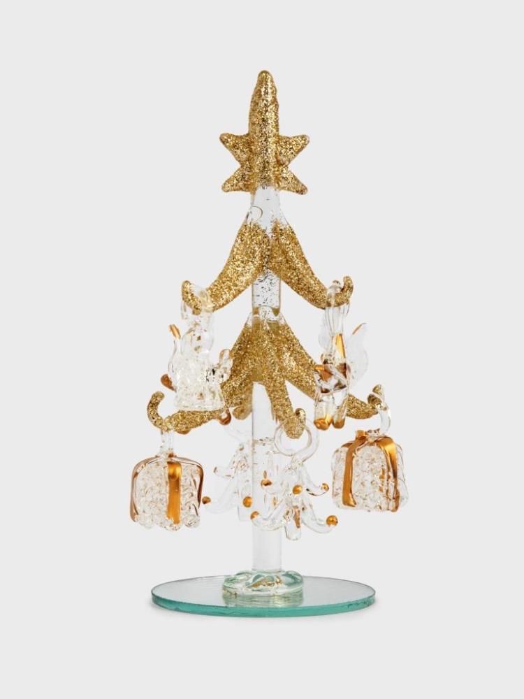 Статуэтка, 15 см, с подвесками, стекло, серебристая, Ель с игрушками, Event