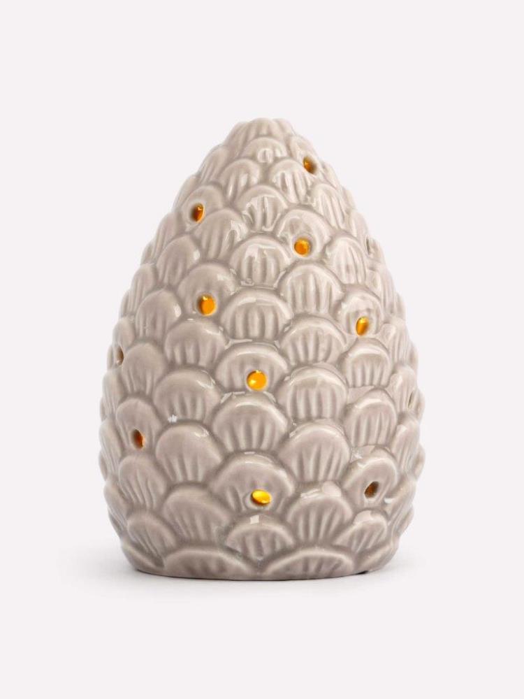 Статуэтка, 11 см, с подсветкой, фарфор P, бежево-молочная, Шишка, Pinecone