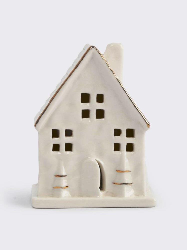 Статуэтка с подсветкой, 8 см, фарфор P, бело-золотистый, Дом, Townlet