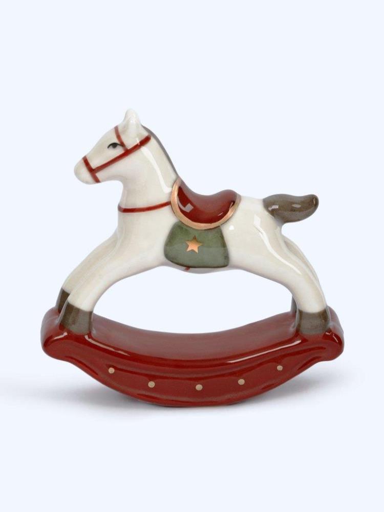 Статуэтка, 10 см, фарфор P, бежево-бордовая, Лошадка-качалка, Bright horse
