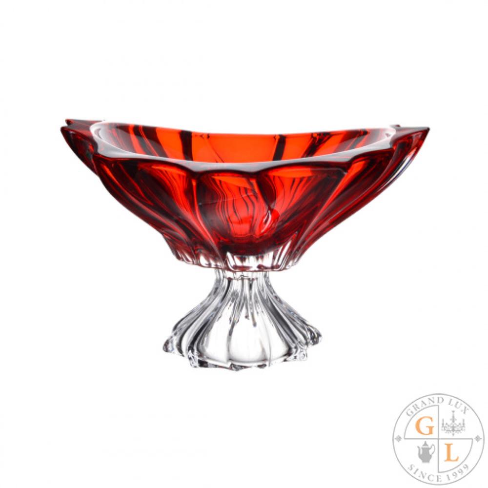 Aurum Crystal Plantica Фруктовница на ножке 33 см red