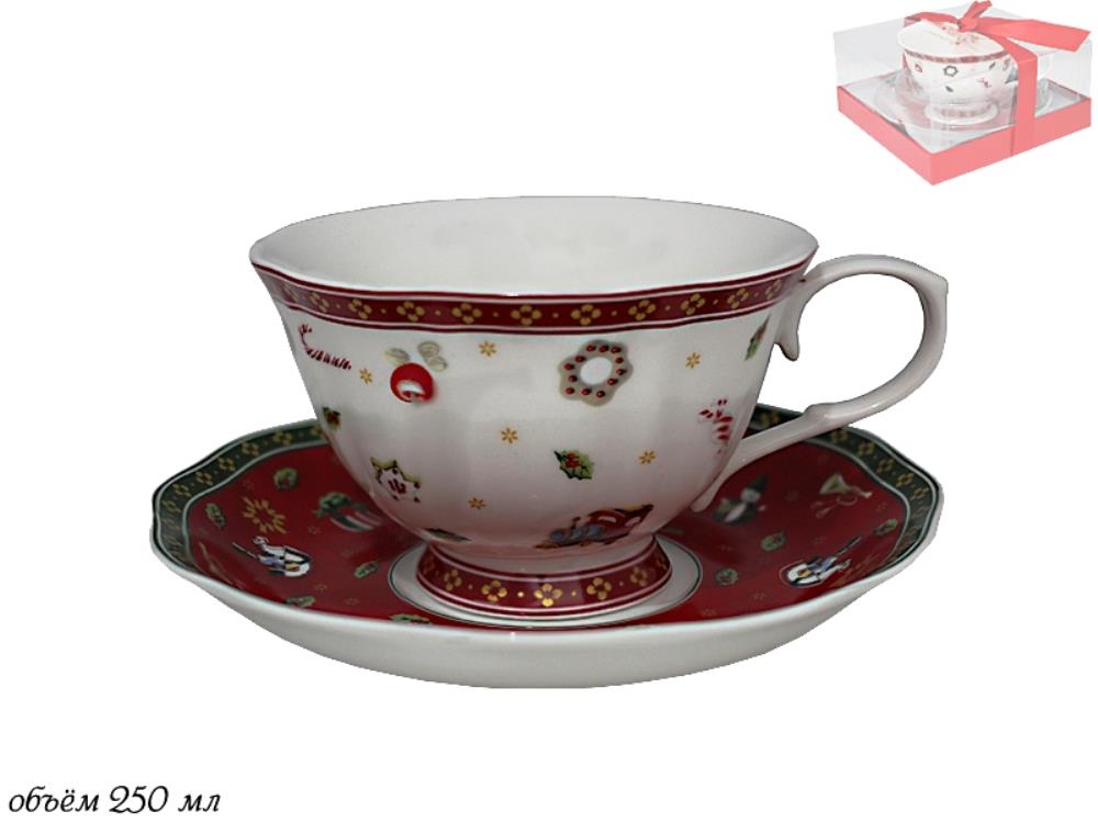 105-591 Чашка с блюдцем  НОВЫЙ ГОД в под.уп.(х36) Фарфор 105-591 Чашка с блюдцем  НОВЫЙ ГОД в под.уп.(х36) Фарфор