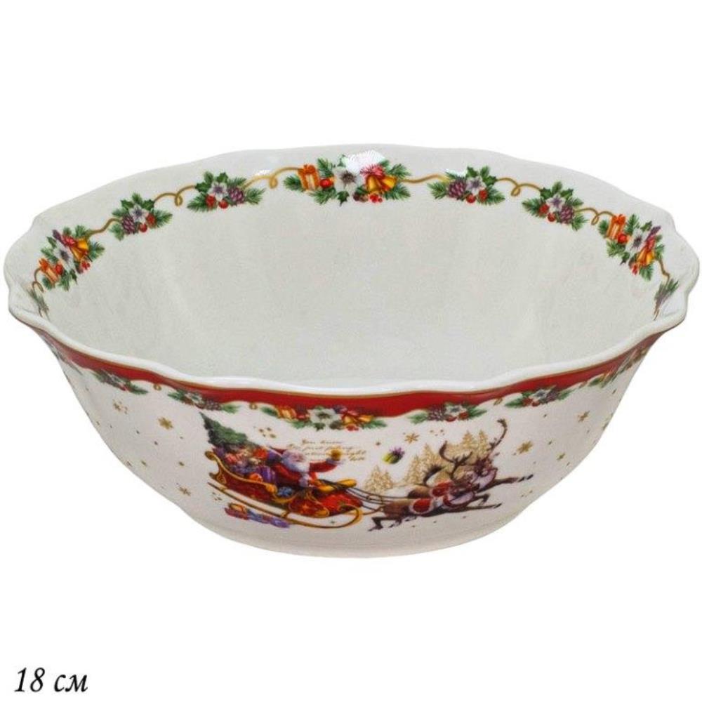 205-308 Салатник 18см  НОВОГОДНИЙ  в под.уп.(х36)Фарфор