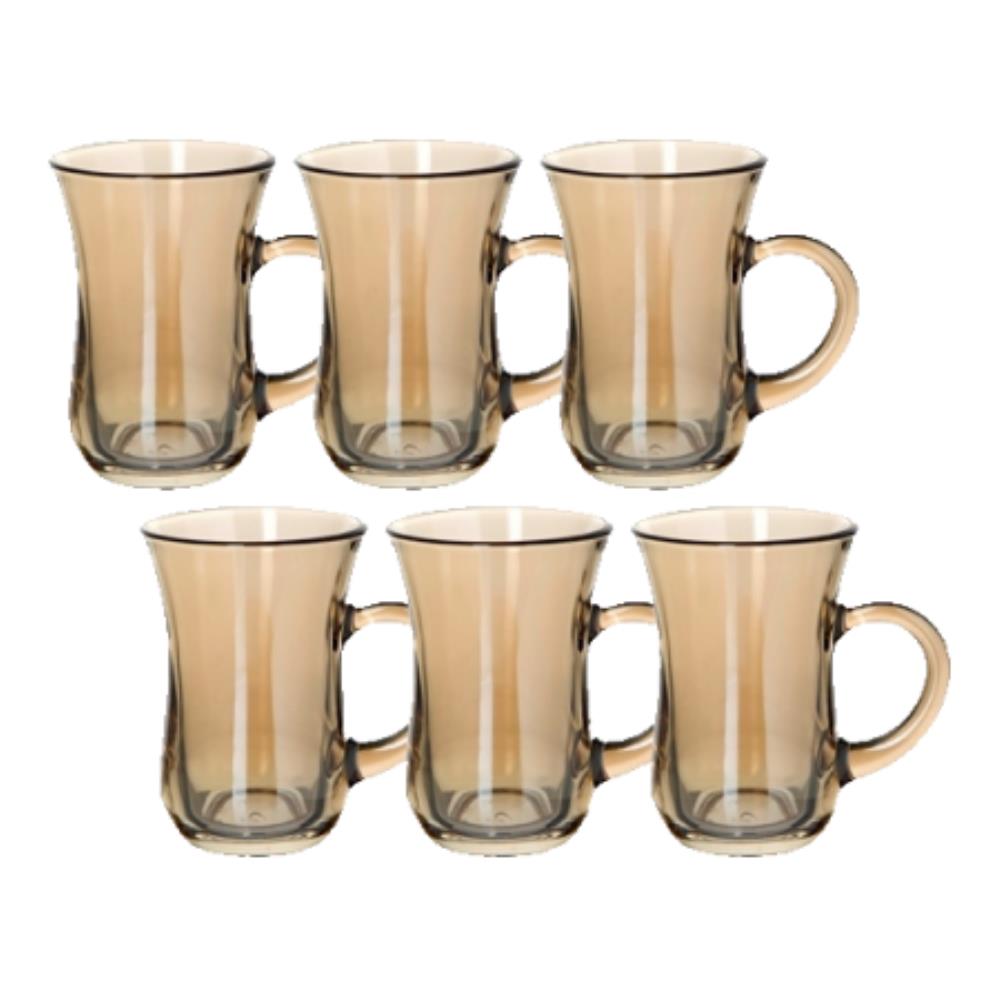 ME55411-05 Набор 6 стаканов д/чая с руч 140 мл Золотистый мёд (х8)