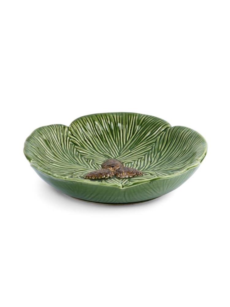 Блюдо, 19 см, керамика, зеленое, Шишки на еловой ветке, Fir branch