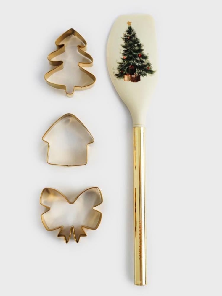 Набор для выпечки, 4 пр, лопатка/формы, силикон/сталь, молочно-золотистый, Townlet