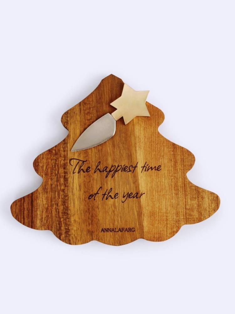 Набор для сыра, 2 пр, доска-блюдо, дерево/сталь, Елка со звездой, Timber