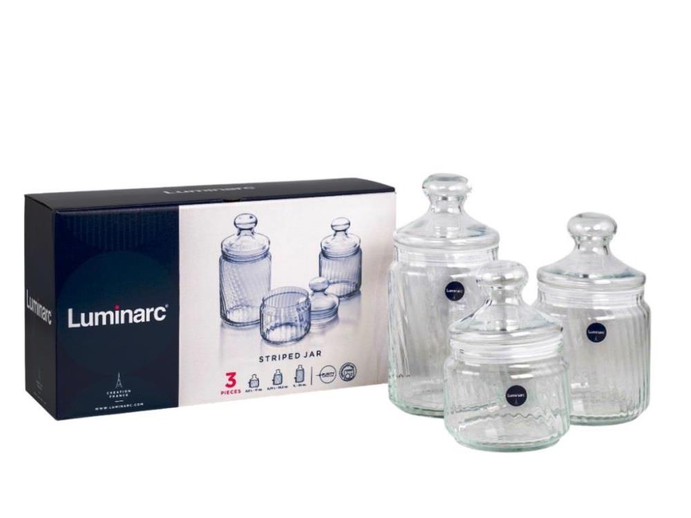STRIPED Набор банок для продуктов 3шт (0.5л + 0.75л + 1л)